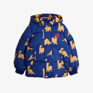 Piumino con cappuccio e stampa dinosauri all over