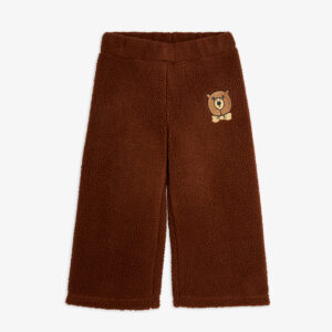 Pantaloni in pile con ricamo orsetto